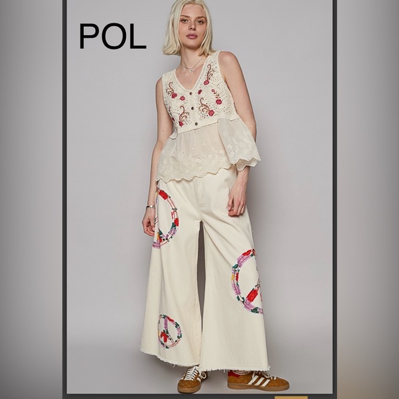 POL Cream and Pink Embroidered Tank Top - Picture 5 of 7